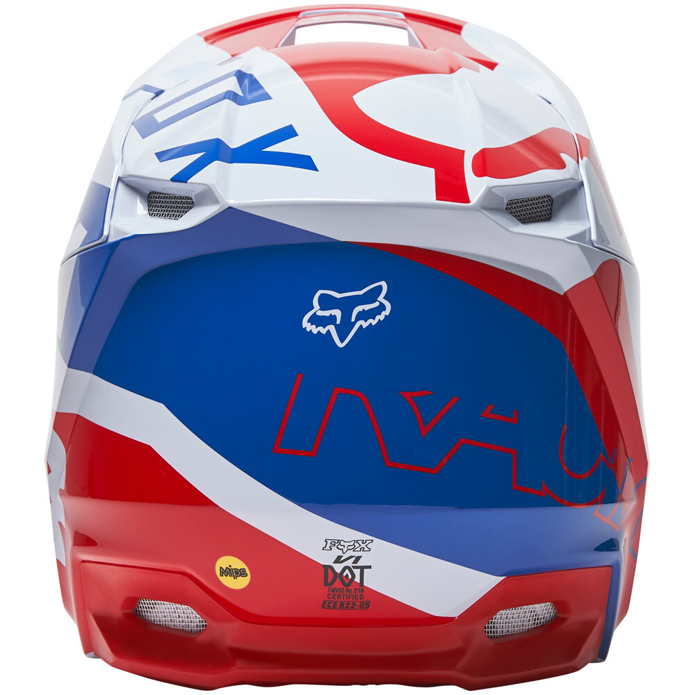 FOX V1 Helmet ECE White/Blue/Red - WBR Motorcycles