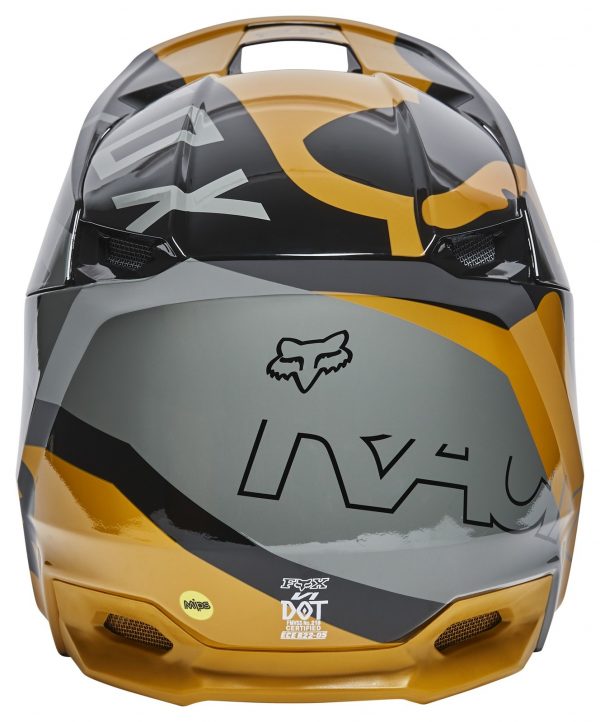 Fox Yth V1 Skew Helmet Blk/Gold L